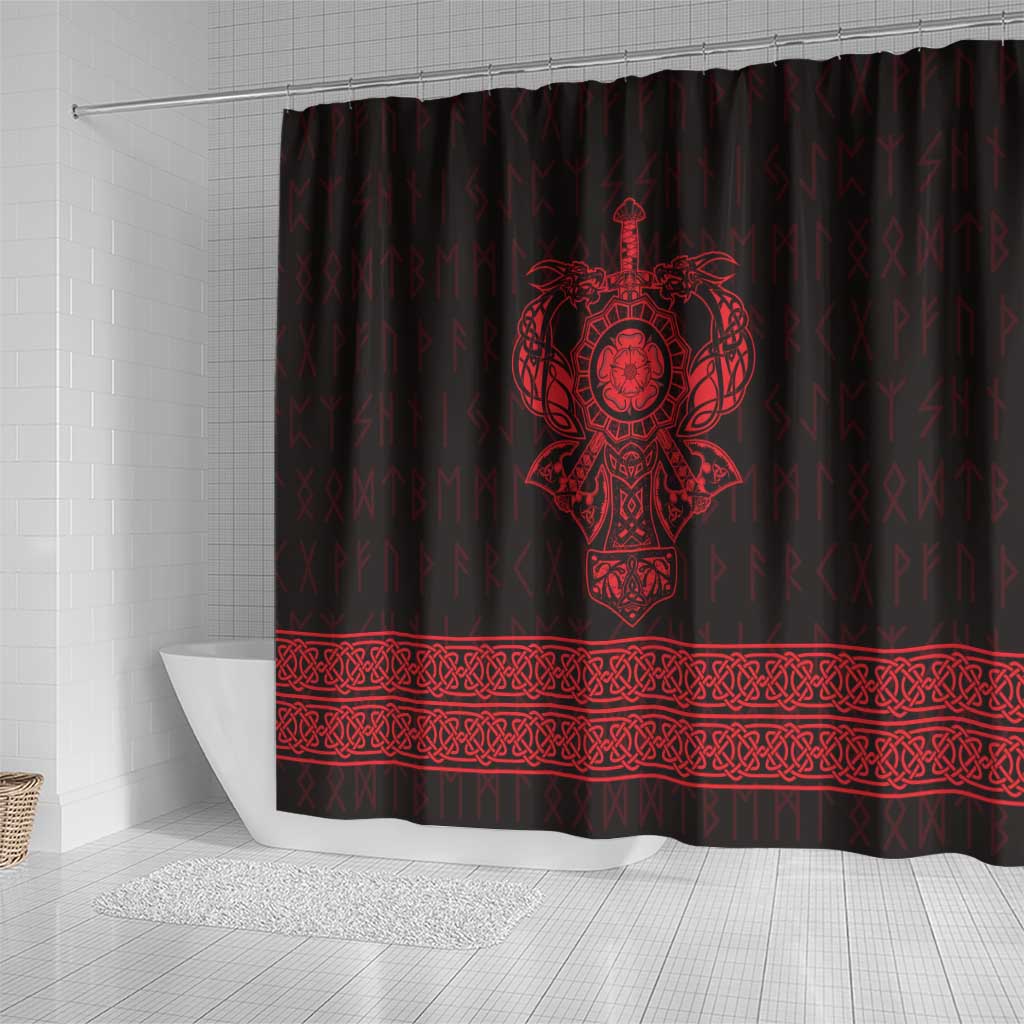 Vikings from Yorkshire Shower Curtain Red Spirit of Jorvik - Wonder Print Shop