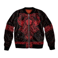 Vikings from Yorkshire Sleeve Zip Bomber Jacket Red Spirit of Jorvik - Wonder Print Shop