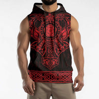 Vikings from Yorkshire Sleeveless Hoodie Red Spirit of Jorvik - Wonder Print Shop