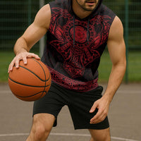 Vikings from Yorkshire Sleeveless Hoodie Red Spirit of Jorvik - Wonder Print Shop