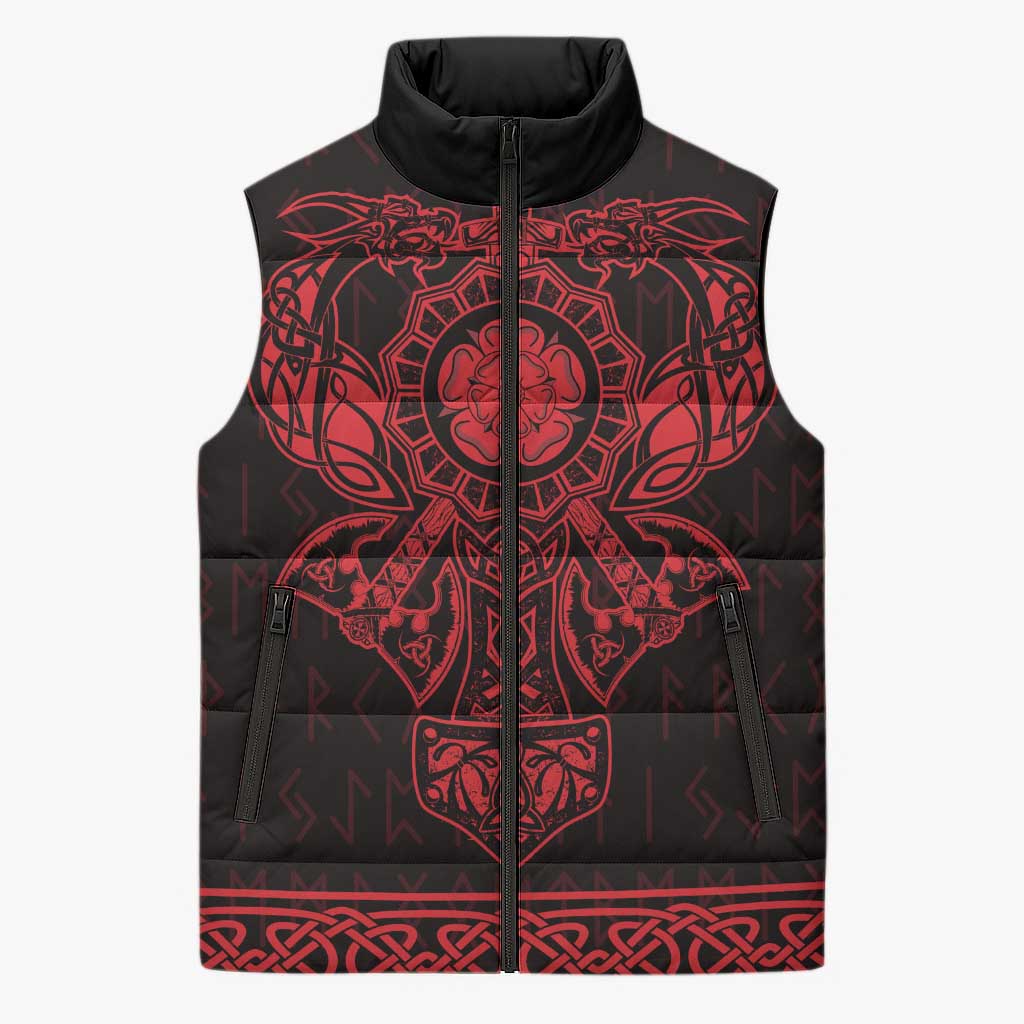 Vikings from Yorkshire Sleeveless Puffer Jacket Red Spirit of Jorvik - Wonder Print Shop