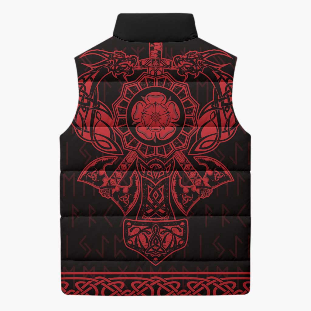 Vikings from Yorkshire Sleeveless Puffer Jacket Red Spirit of Jorvik - Wonder Print Shop
