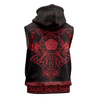 Vikings from Yorkshire Sleeveless Zip Hoodie Red Spirit of Jorvik - Wonder Print Shop