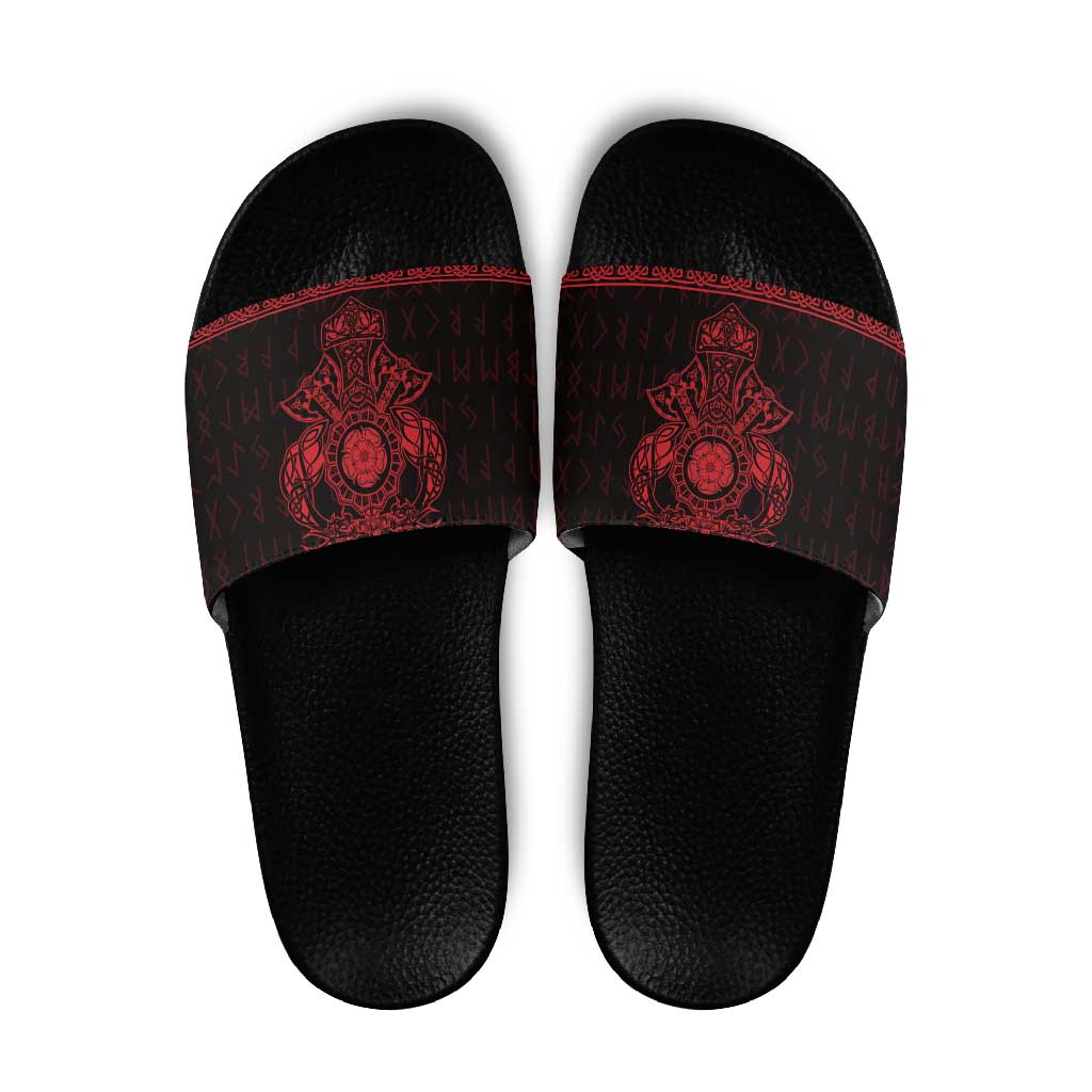 Vikings from Yorkshire Slide Sandals Red Spirit of Jorvik - Wonder Print Shop