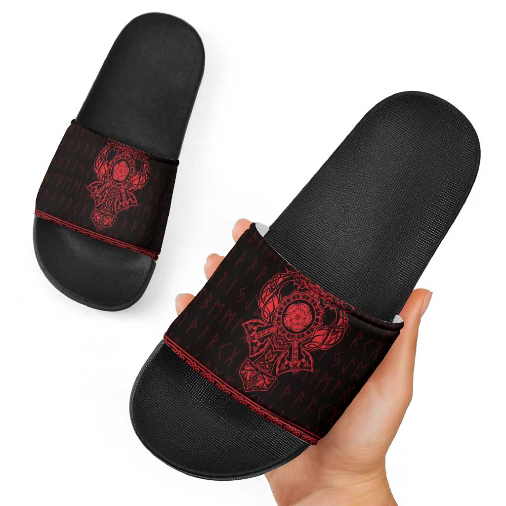 Vikings from Yorkshire Slide Sandals Red Spirit of Jorvik - Wonder Print Shop