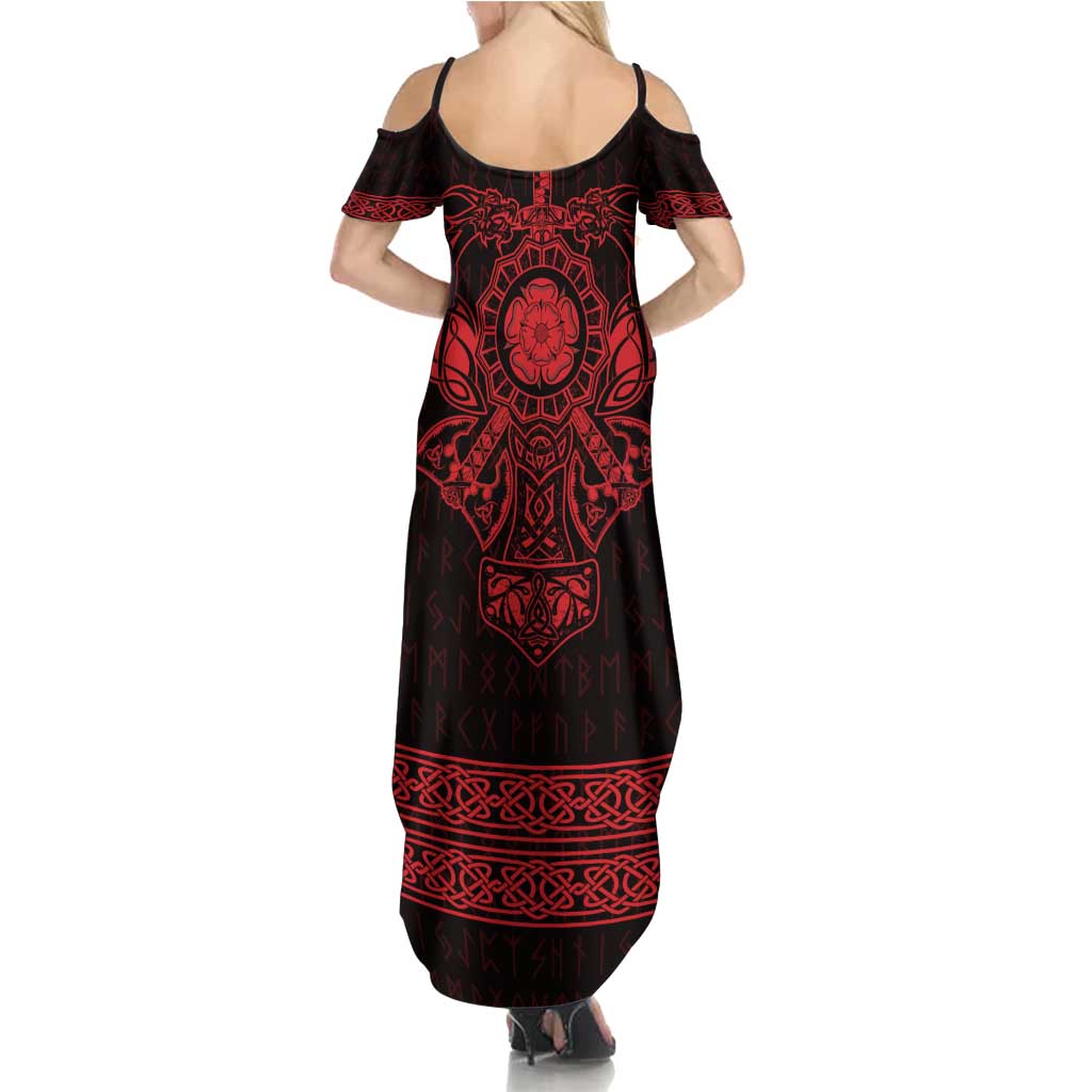 Vikings from Yorkshire Summer Maxi Dress Red Spirit of Jorvik - Wonder Print Shop