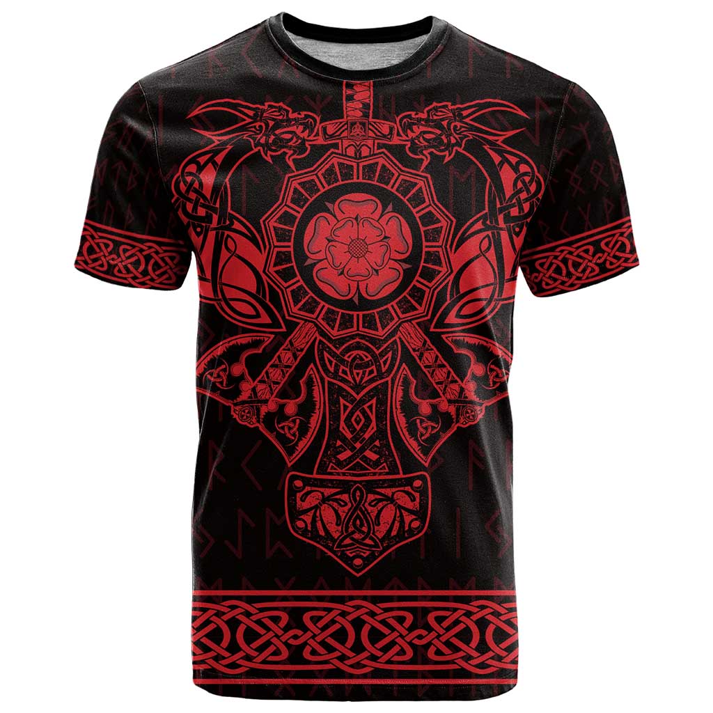 Vikings from Yorkshire T Shirt Red Spirit of Jorvik - Wonder Print Shop