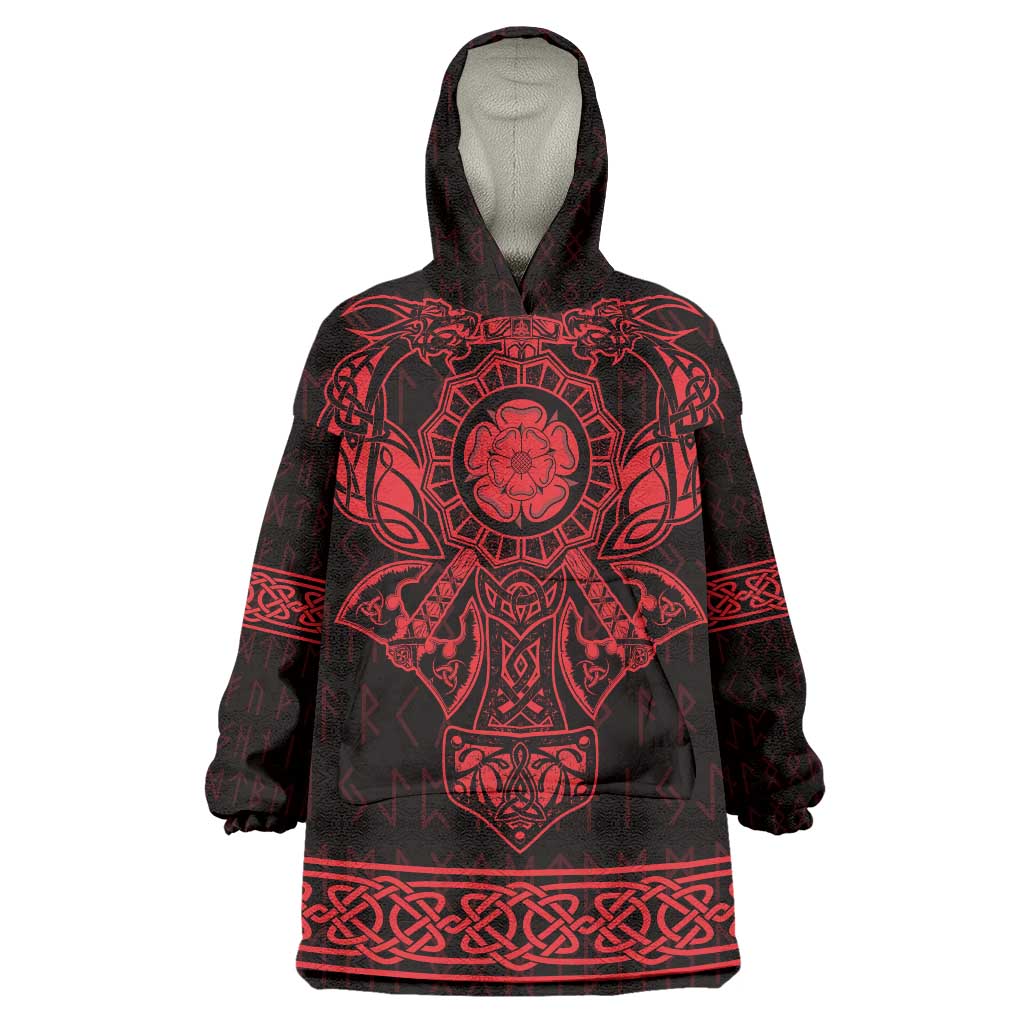 Vikings from Yorkshire Wearable Blanket Hoodie Red Spirit of Jorvik - Wonder Print Shop