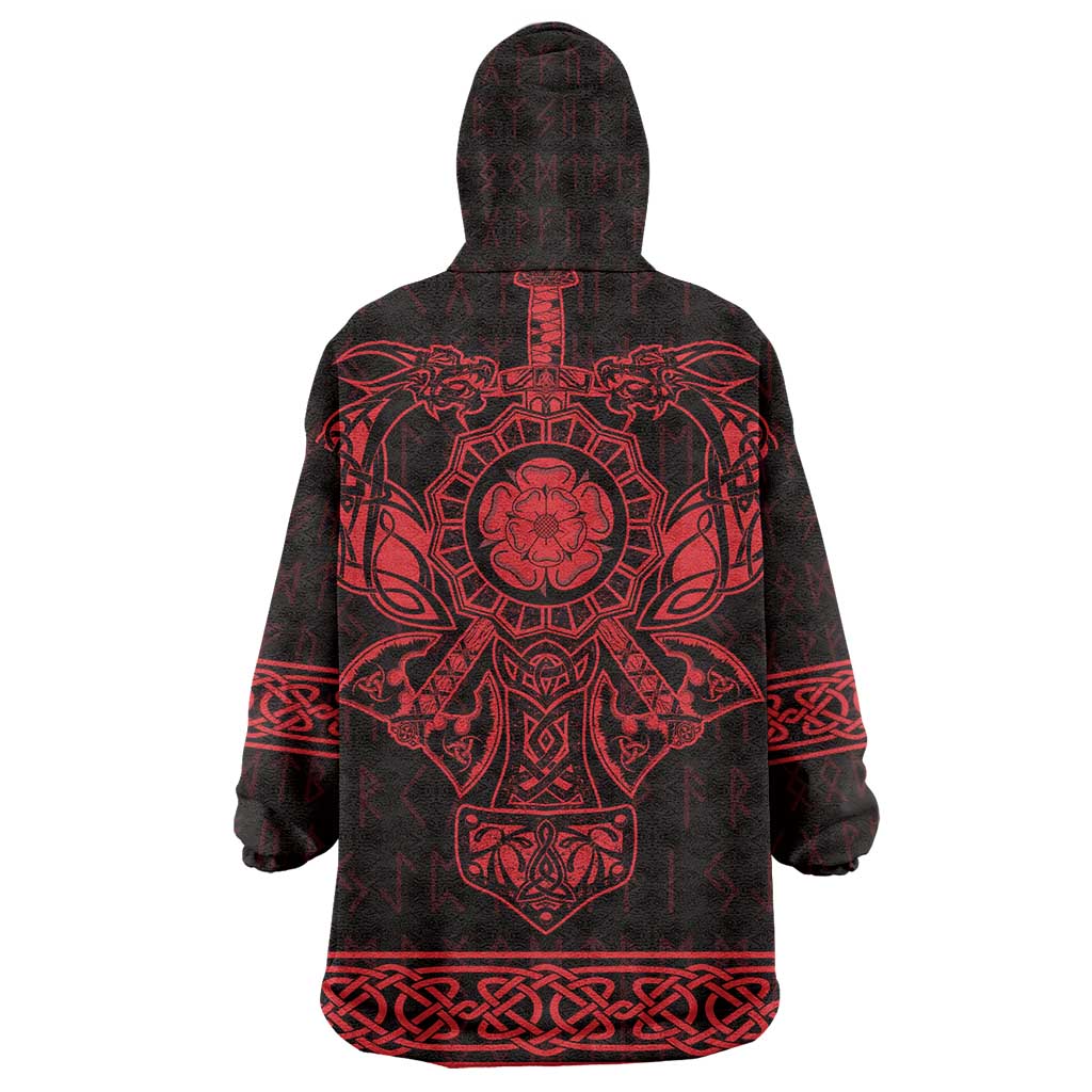 Vikings from Yorkshire Wearable Blanket Hoodie Red Spirit of Jorvik - Wonder Print Shop