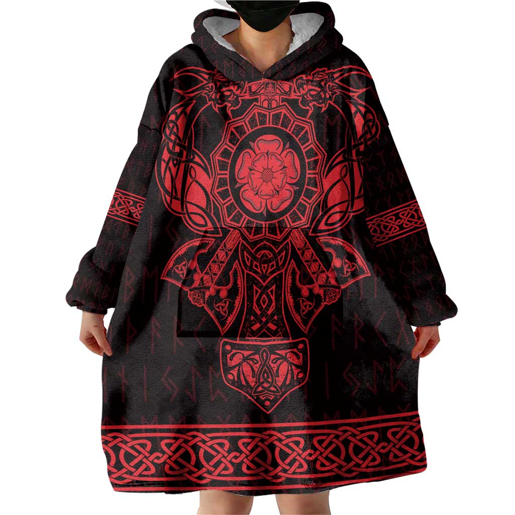 Vikings from Yorkshire Wearable Blanket Hoodie Red Spirit of Jorvik - Wonder Print Shop