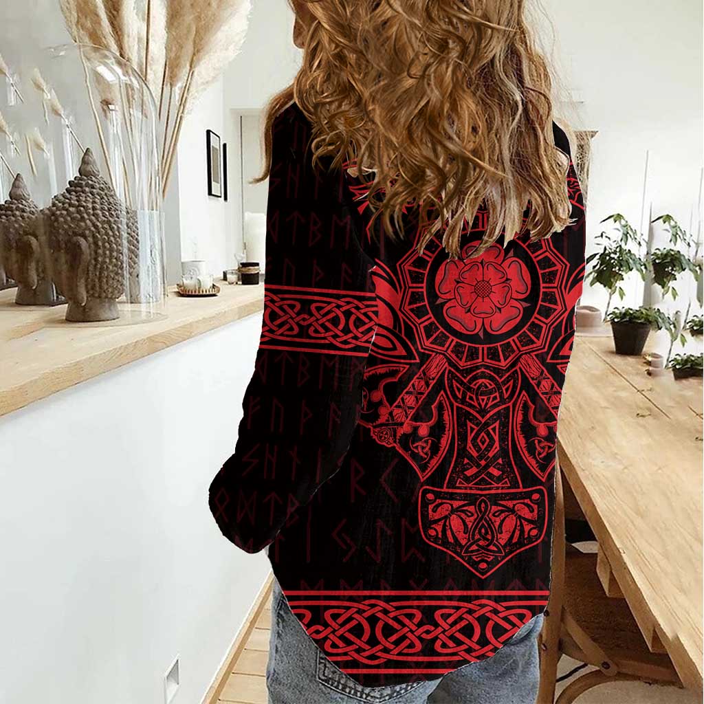 Vikings from Yorkshire Women Casual Shirt Red Spirit of Jorvik - Wonder Print Shop