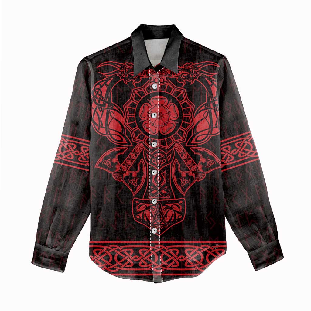 Vikings from Yorkshire Women Casual Shirt Red Spirit of Jorvik - Wonder Print Shop