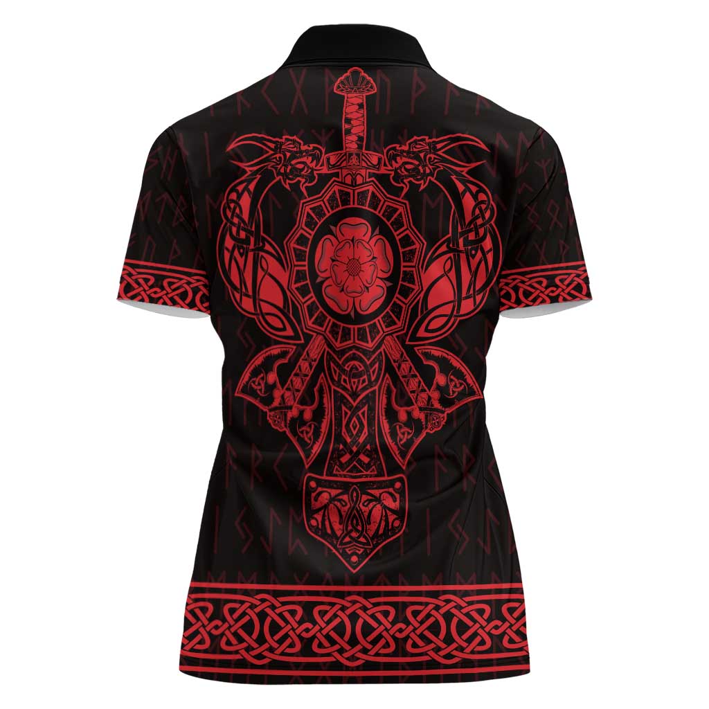 Vikings from Yorkshire Women Polo Shirt Red Spirit of Jorvik - Wonder Print Shop