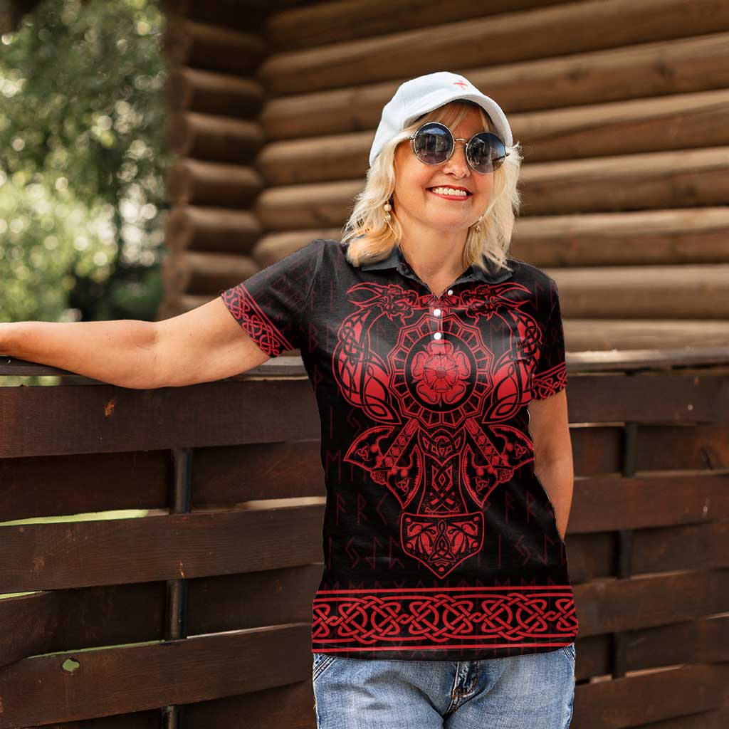 Vikings from Yorkshire Women Polo Shirt Red Spirit of Jorvik - Wonder Print Shop