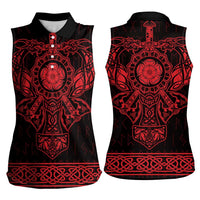 Vikings from Yorkshire Women Sleeveless Polo Shirt Red Spirit of Jorvik - Wonder Print Shop