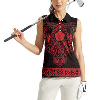 Vikings from Yorkshire Women Sleeveless Polo Shirt Red Spirit of Jorvik - Wonder Print Shop