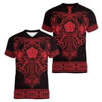 Vikings from Yorkshire Women V-Neck T-Shirt Red Spirit of Jorvik - Wonder Print Shop