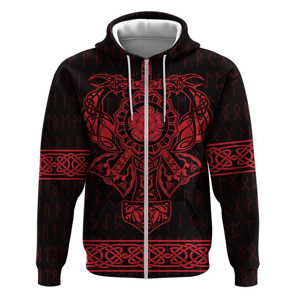 Vikings from Yorkshire Zip Hoodie Red Spirit of Jorvik - Wonder Print Shop