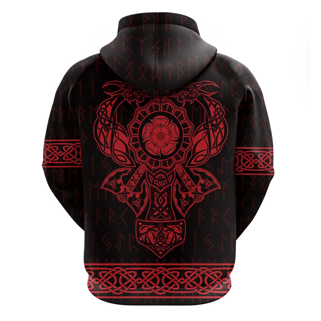 Vikings from Yorkshire Zip Hoodie Red Spirit of Jorvik - Wonder Print Shop