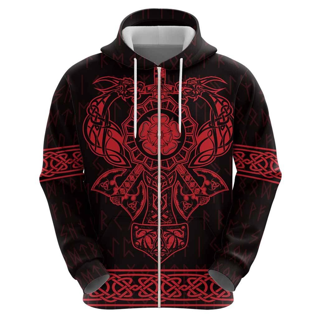 Vikings from Yorkshire Zip Hoodie Red Spirit of Jorvik - Wonder Print Shop