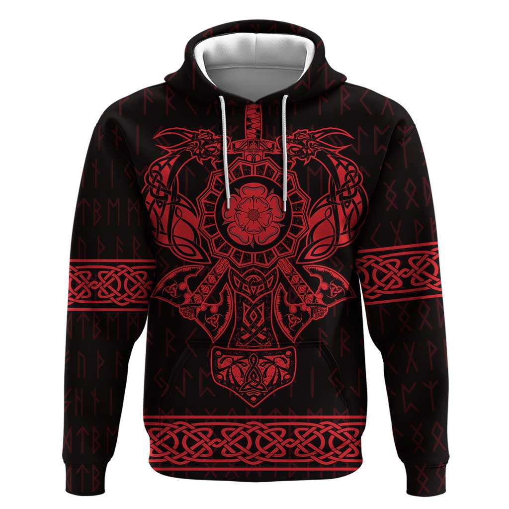 Vikings from Yorkshire Zip Hoodie Red Spirit of Jorvik - Wonder Print Shop