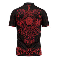 Vikings from Yorkshire Zipper Polo Shirt Red Spirit of Jorvik - Wonder Print Shop