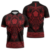 Vikings from Yorkshire Zipper Polo Shirt Red Spirit of Jorvik - Wonder Print Shop
