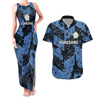 Custom Yorkshire Vikings Heritage Pride Couples Matching Tank Maxi Dress and Hawaiian Shirt White Rose of Yorkshire - Wonder Print Shop