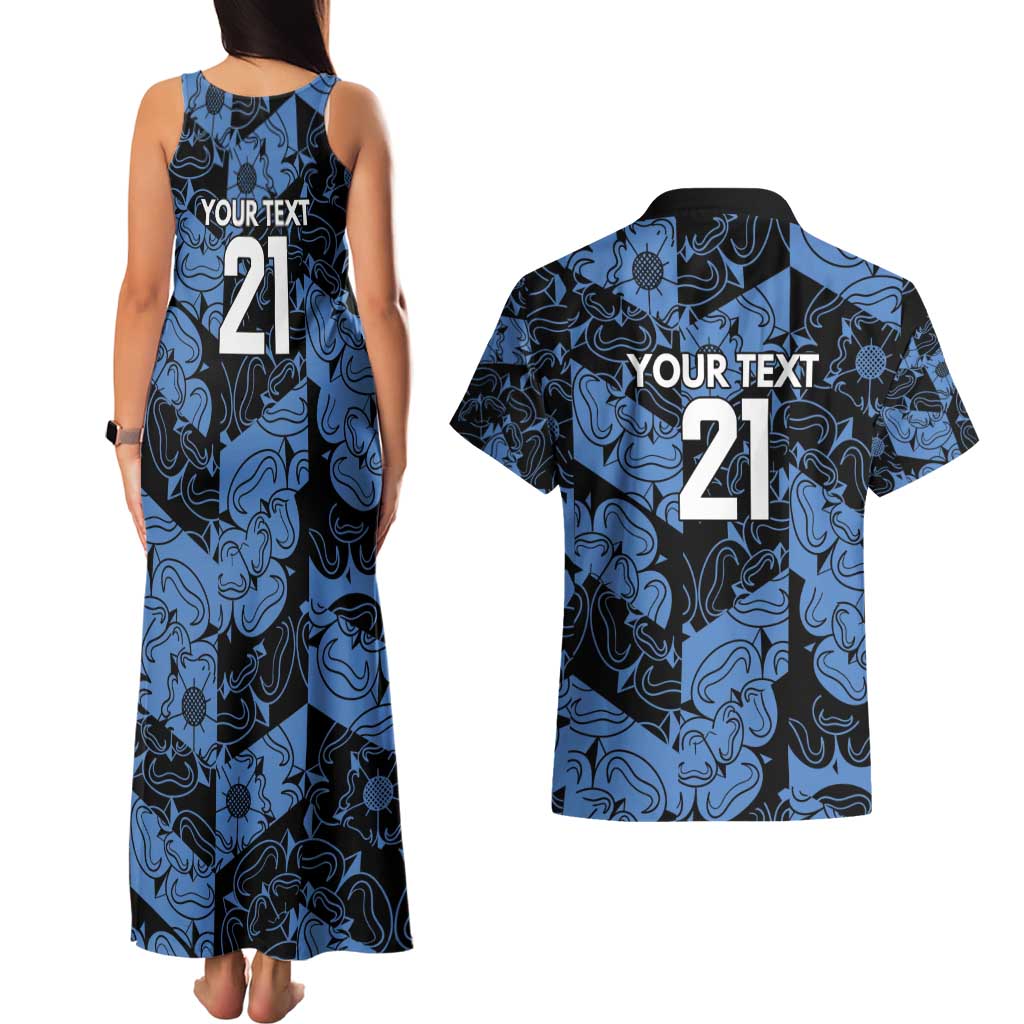 Custom Yorkshire Vikings Heritage Pride Couples Matching Tank Maxi Dress and Hawaiian Shirt White Rose of Yorkshire - Wonder Print Shop
