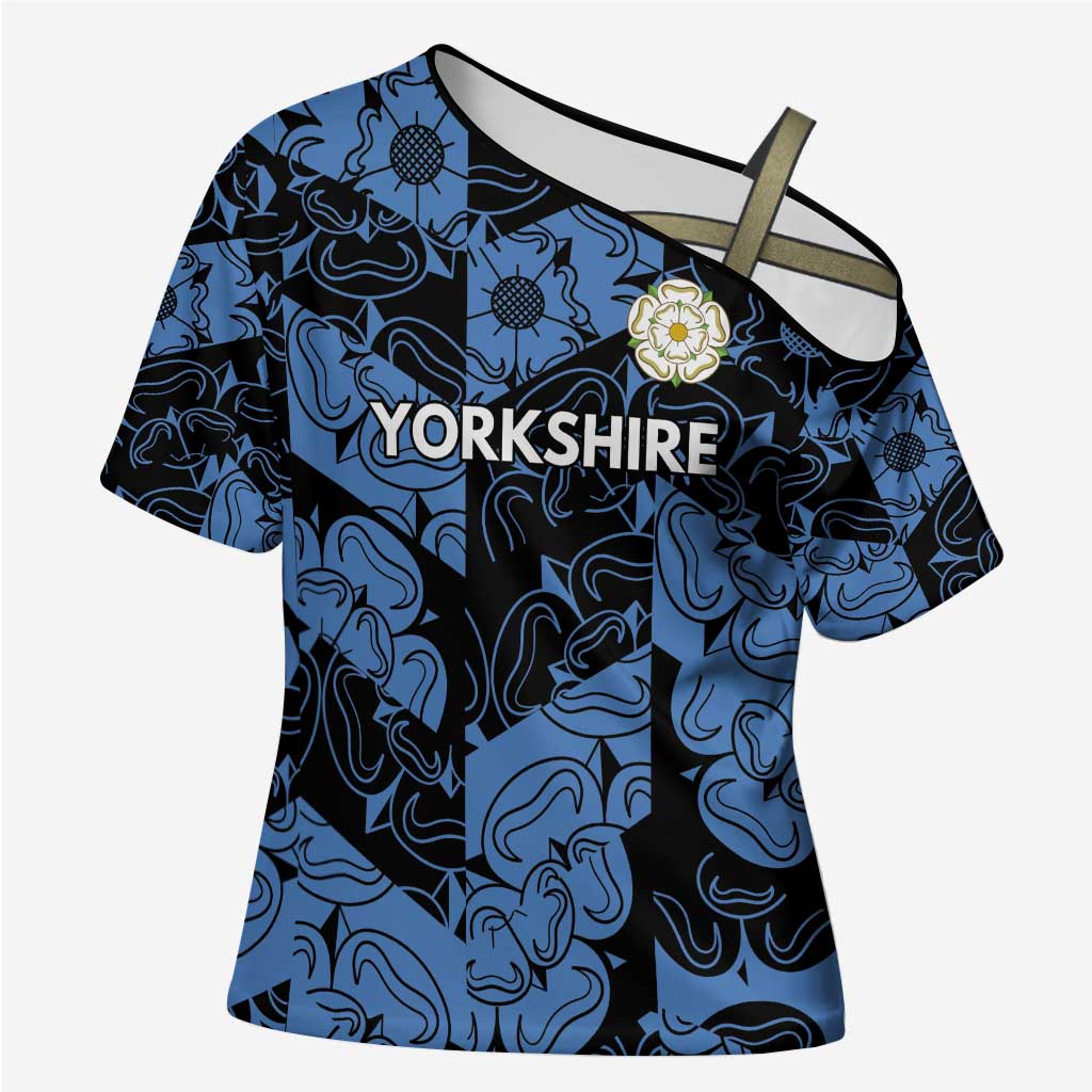 Custom Yorkshire Vikings Heritage Pride Cross Shoulder Shirt White Rose of Yorkshire - Wonder Print Shop