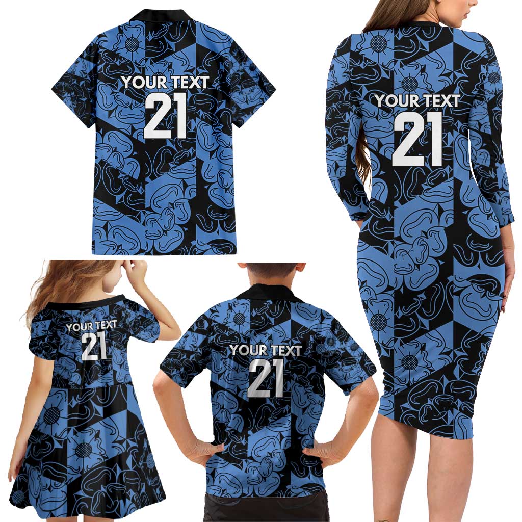 Custom Yorkshire Vikings Heritage Pride Family Matching Long Sleeve Bodycon Dress and Hawaiian Shirt White Rose of Yorkshire - Wonder Print Shop