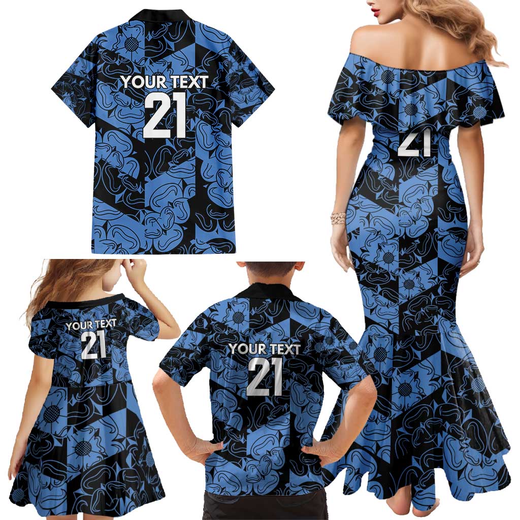 Custom Yorkshire Vikings Heritage Pride Family Matching Mermaid Dress and Hawaiian Shirt White Rose of Yorkshire - Wonder Print Shop