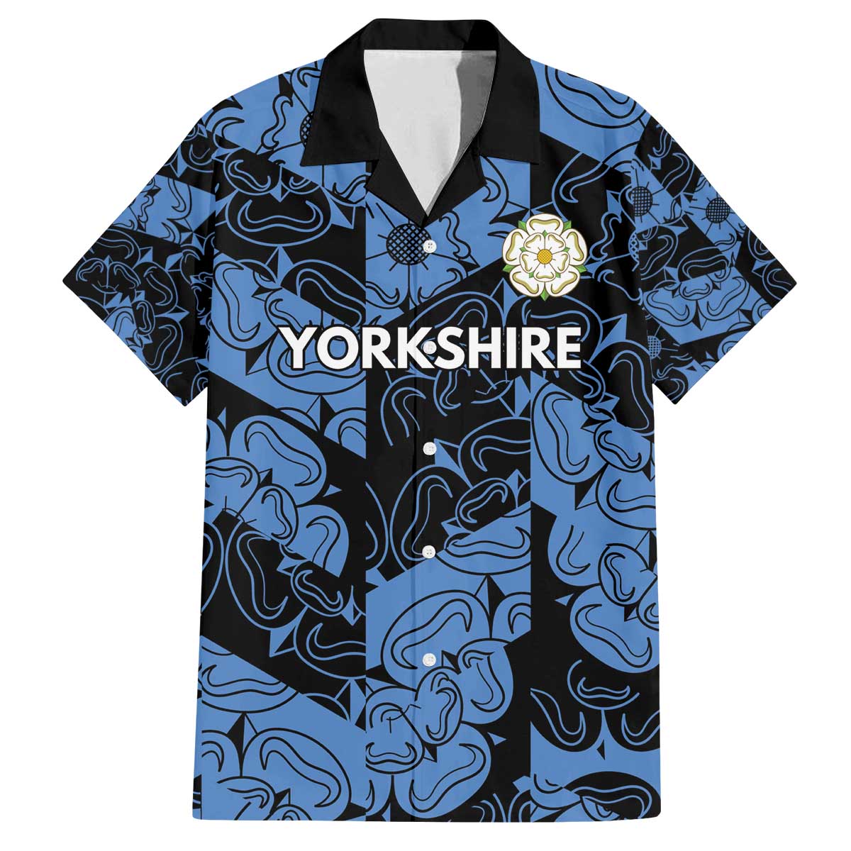 Custom Yorkshire Vikings Heritage Pride Family Matching Off The Shoulder Long Sleeve Dress and Hawaiian Shirt White Rose of Yorkshire - Wonder Print Shop