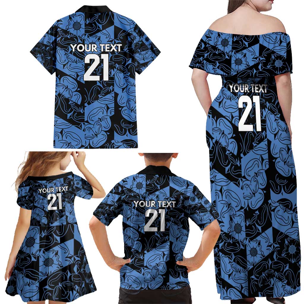 Custom Yorkshire Vikings Heritage Pride Family Matching Off Shoulder Maxi Dress and Hawaiian Shirt White Rose of Yorkshire - Wonder Print Shop