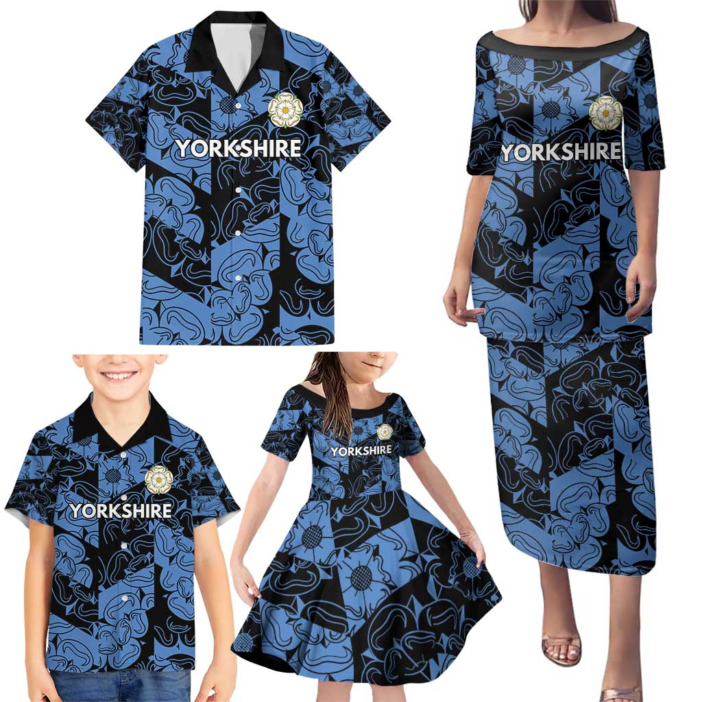 Custom Yorkshire Vikings Heritage Pride Family Matching Puletasi and Hawaiian Shirt White Rose of Yorkshire - Wonder Print Shop