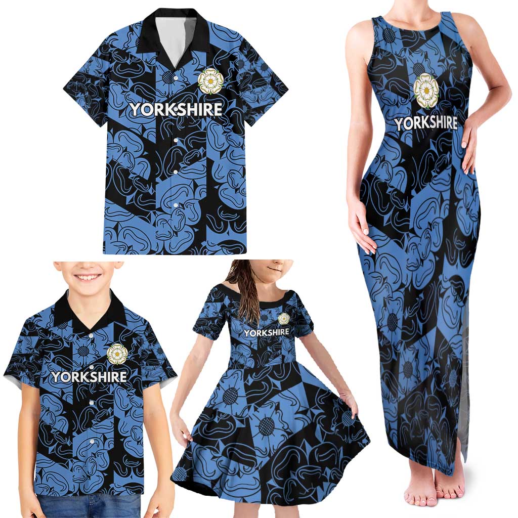 Custom Yorkshire Vikings Heritage Pride Family Matching Tank Maxi Dress and Hawaiian Shirt White Rose of Yorkshire - Wonder Print Shop