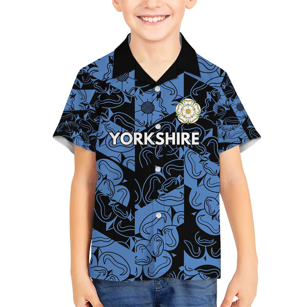 Custom Yorkshire Vikings Heritage Pride Kid Hawaiian Shirt White Rose of Yorkshire - Wonder Print Shop