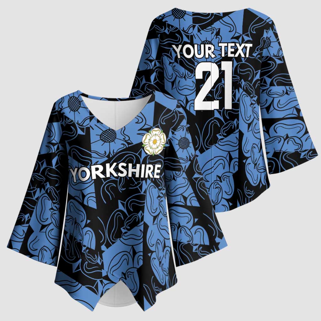 Custom Yorkshire Vikings Heritage Pride Kimono Sleeve Blouse White Rose of Yorkshire - Wonder Print Shop