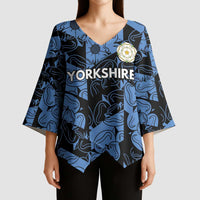 Custom Yorkshire Vikings Heritage Pride Kimono Sleeve Blouse White Rose of Yorkshire - Wonder Print Shop