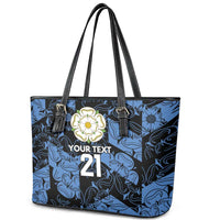 Custom Yorkshire Vikings Heritage Pride Leather Tote Bag White Rose of Yorkshire - Wonder Print Shop