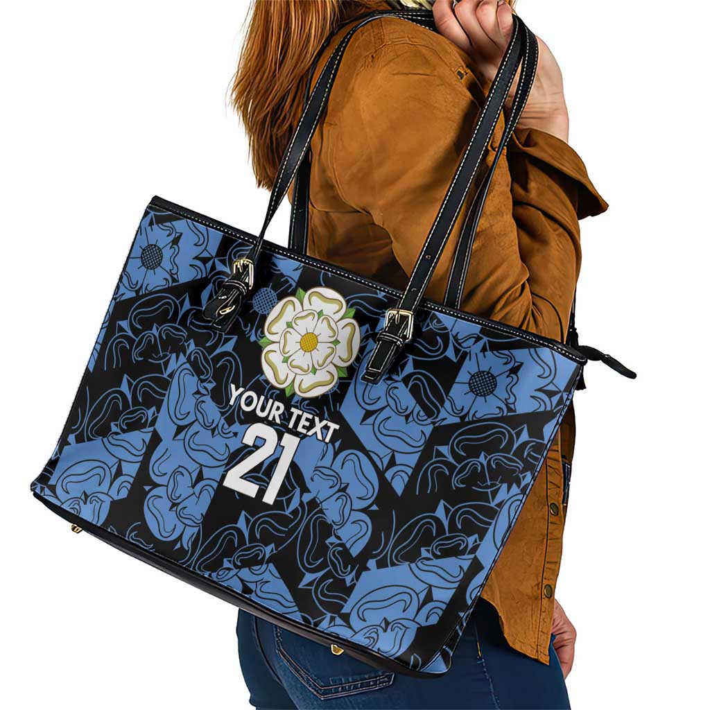 Custom Yorkshire Vikings Heritage Pride Leather Tote Bag White Rose of Yorkshire - Wonder Print Shop