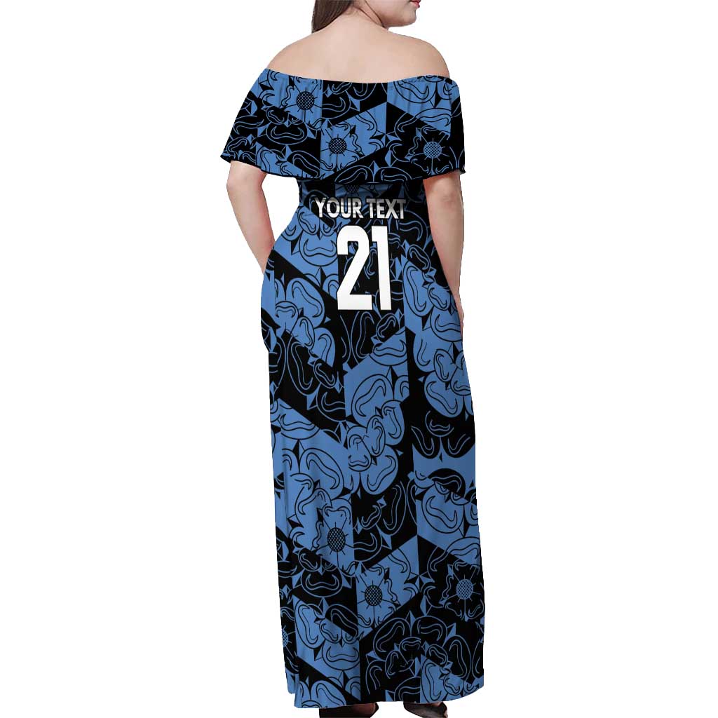 Custom Yorkshire Vikings Heritage Pride Off Shoulder Maxi Dress White Rose of Yorkshire - Wonder Print Shop