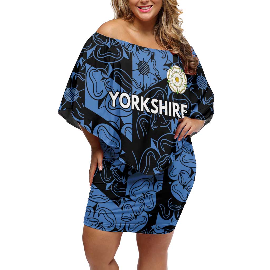 Custom Yorkshire Vikings Heritage Pride Off Shoulder Short Dress White Rose of Yorkshire - Wonder Print Shop