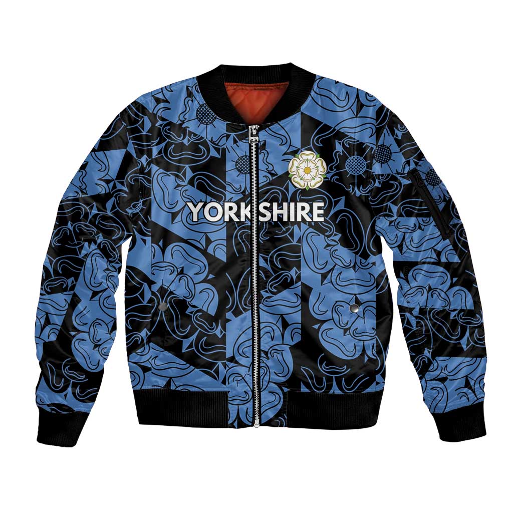 Custom Yorkshire Vikings Heritage Pride Sleeve Zip Bomber Jacket White Rose of Yorkshire - Wonder Print Shop