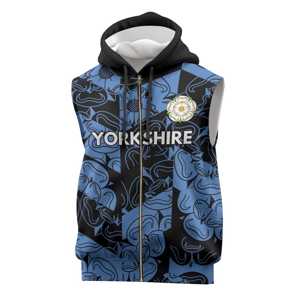 Custom Yorkshire Vikings Heritage Pride Sleeveless Zip Hoodie White Rose of Yorkshire - Wonder Print Shop