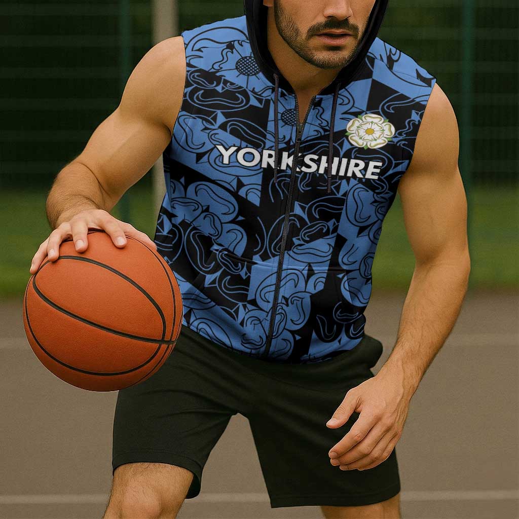 Custom Yorkshire Vikings Heritage Pride Sleeveless Zip Hoodie White Rose of Yorkshire - Wonder Print Shop