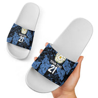 Custom Yorkshire Vikings Heritage Pride Slide Sandals White Rose of Yorkshire - Wonder Print Shop
