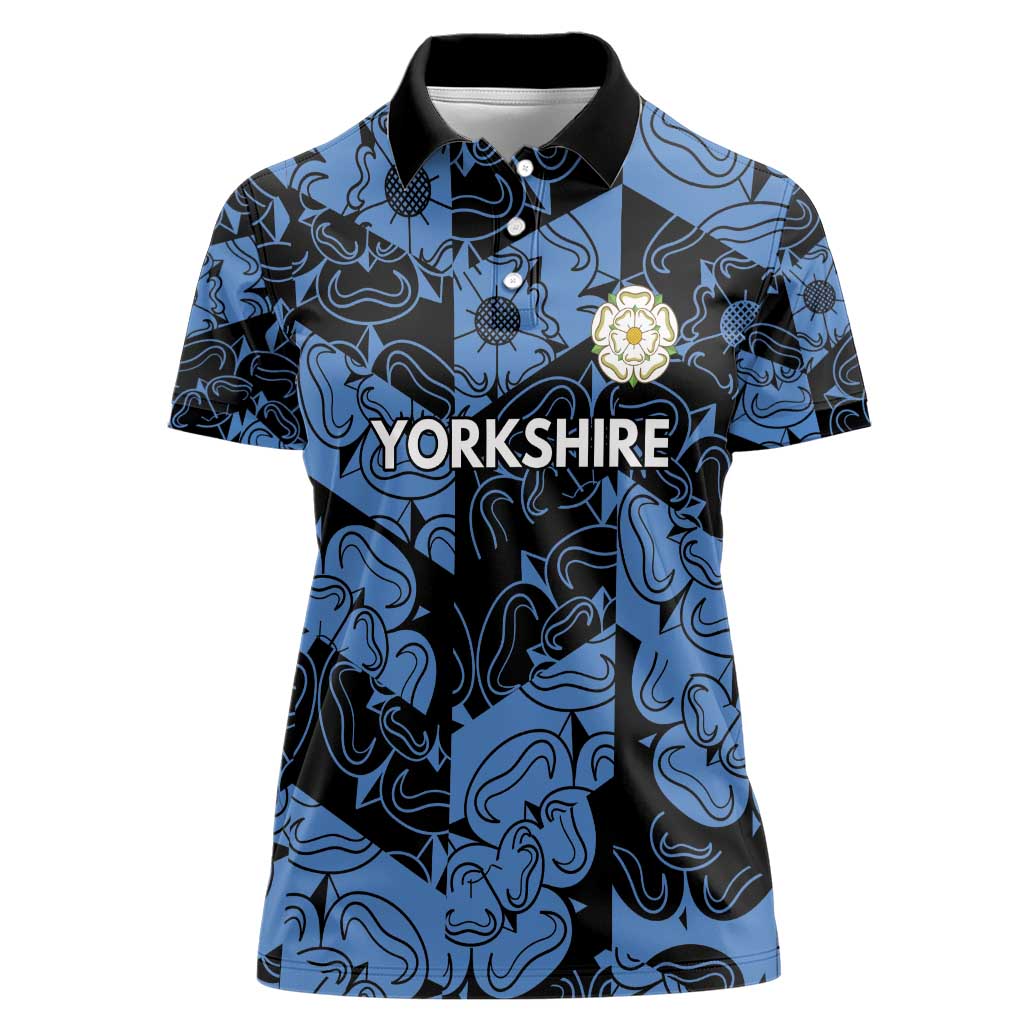 Custom Yorkshire Vikings Heritage Pride Women Polo Shirt White Rose of Yorkshire - Wonder Print Shop