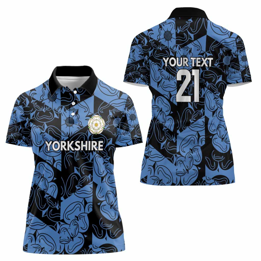 Custom Yorkshire Vikings Heritage Pride Women Polo Shirt White Rose of Yorkshire - Wonder Print Shop