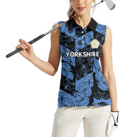 Custom Yorkshire Vikings Heritage Pride Women Sleeveless Polo Shirt White Rose of Yorkshire - Wonder Print Shop